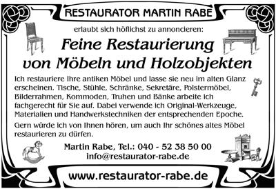 Anzeige Restaurator Martin Rabe